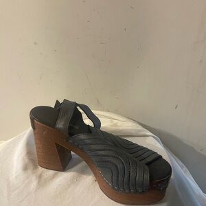 Free People Leather Ankle Wrap Platform Clogs